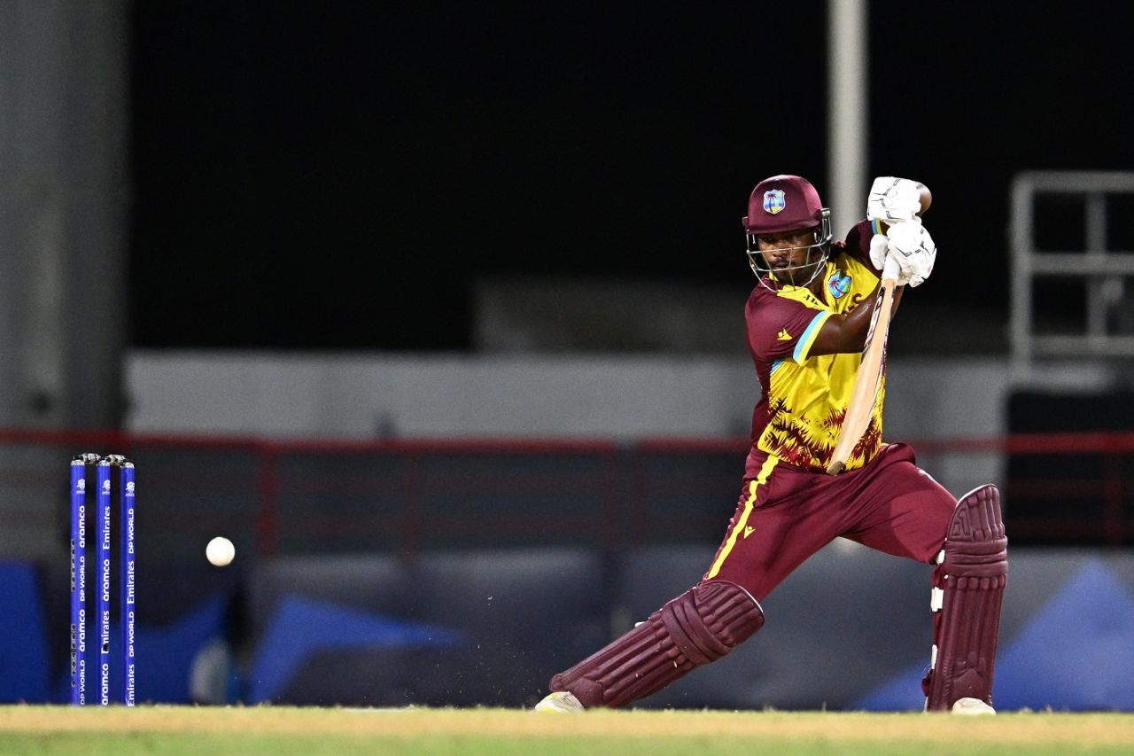 Johnson Charles used the pace from Mark Wood for the first boundary, West Indies vs England, T20 World Cup 2024, Super Eight, Gros Islet, June 19, 2024