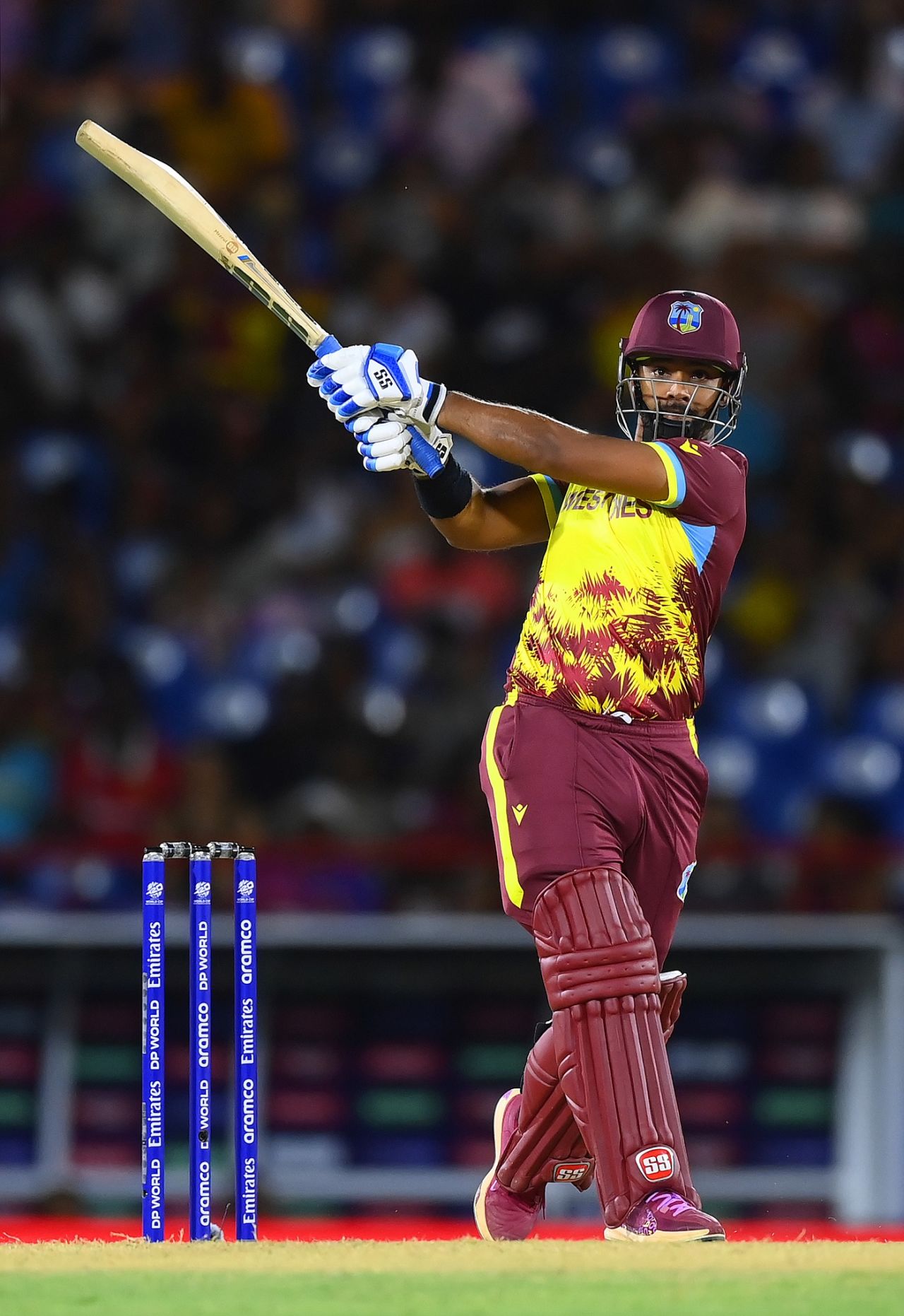 Nicholas Pooran muscles Reece Topley over midwicket, West Indies vs England, T20 World Cup 2024, Super Eight, Gros Islet, June 19, 2024