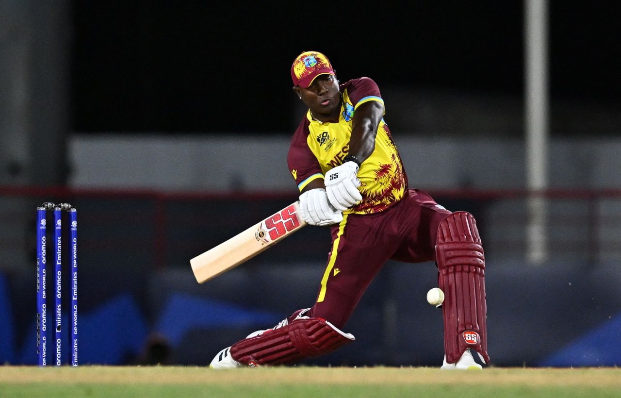 Rovman Powell struck a massive six early in his innings, West Indies vs England, T20 World Cup 2024, Super Eight, Gros Islet, June 19, 2024