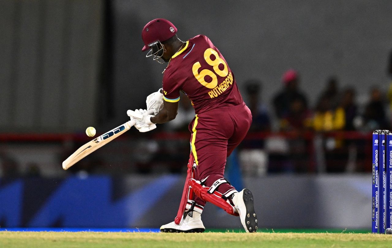 Sherfane Rutherford provided some late big hits, West Indies vs England, T20 World Cup 2024, Super Eight, Gros Islet, June 19, 2024