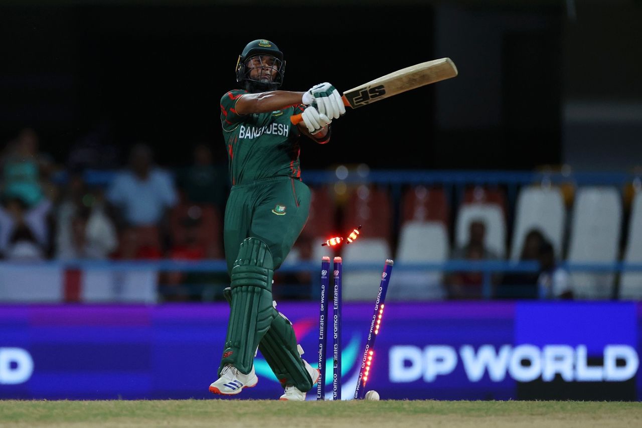 Mahmudullah was the first of Pat Cummins' three hat-trick scalps, Australia vs Bangladesh, T20 World Cup 2024 Super Eight, Group 1, North Sound, June 20, 2024