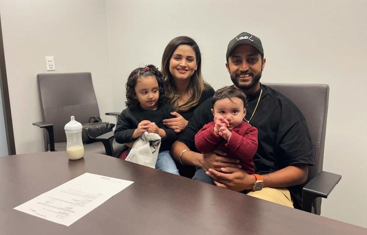 Harmeet Singh with his wife Viola, daughter Heer and son Kabeer