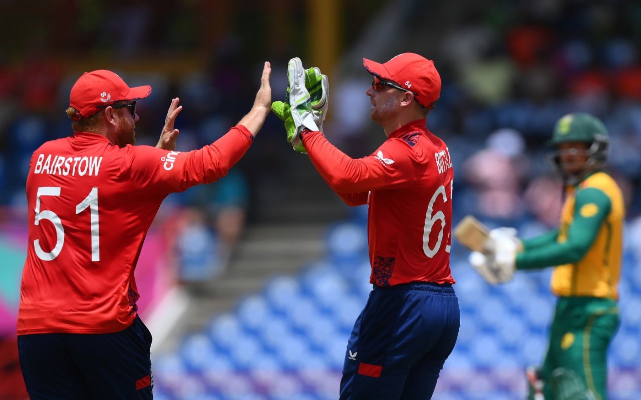 Jos Buttler took  a stunning grab to his left to end Quinton de Kock's knock, England vs South Africa, T20 World Cup 2024, Super Eight, St Lucia, June 21, 2024
