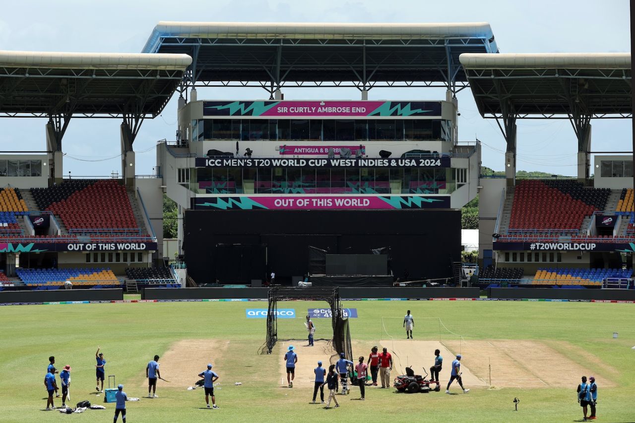 Virat Kohli has a centre-wicket net ahead of India's Super Eight match against Bangladesh, T20 World Cup, Antigua, June 21, 2024