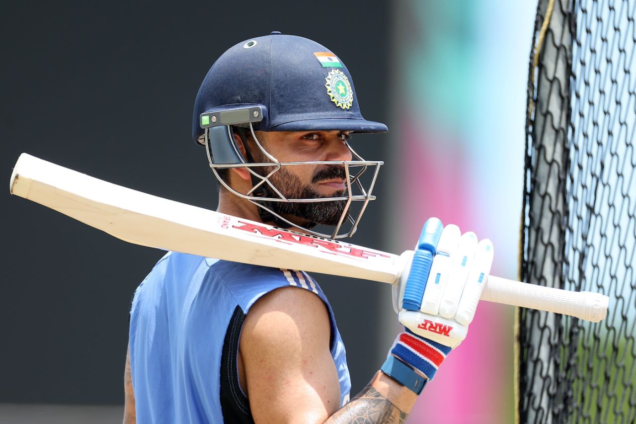 Virat Kohli at a net session ahead of India's Super Eight match against Bangladesh, T20 World Cup, Antigua, June 21, 2024