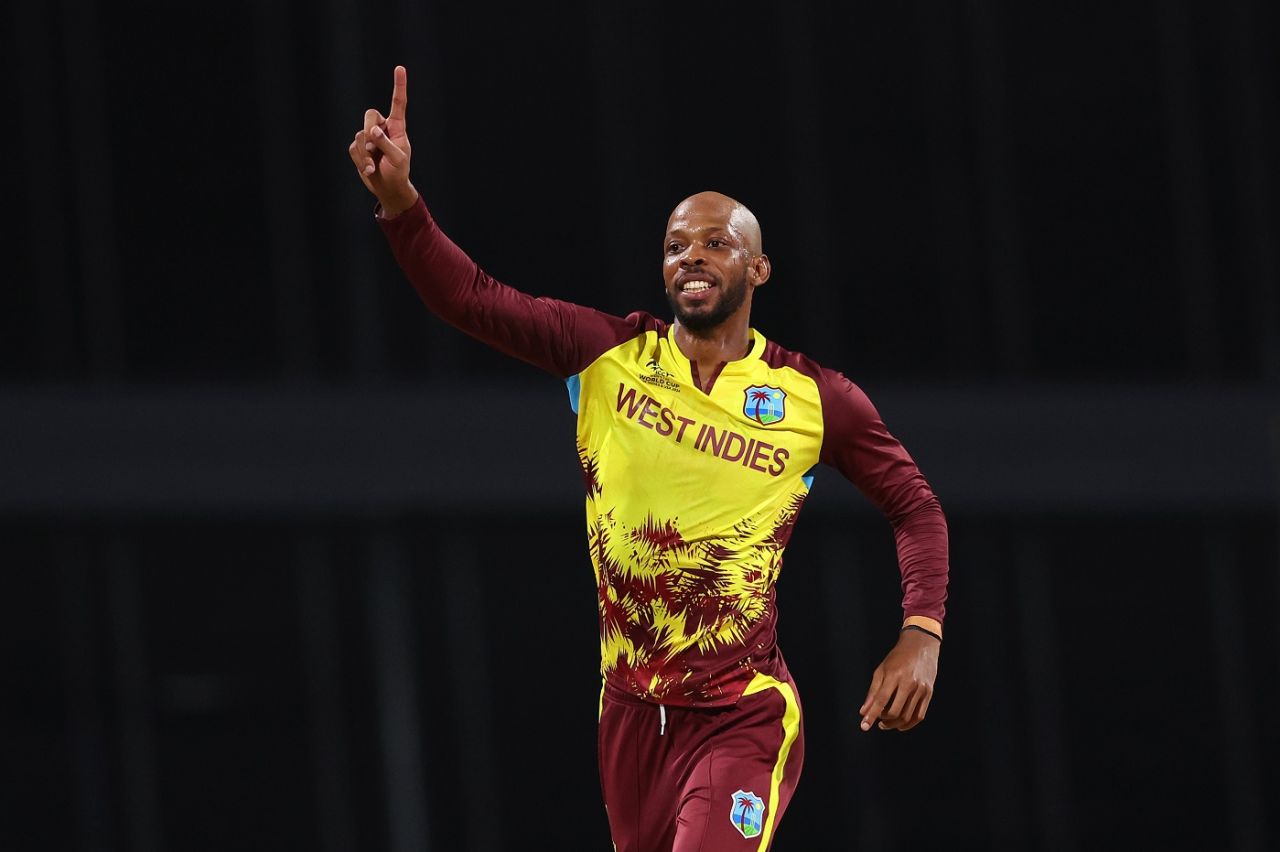 Roston Chase picked consecutive wickets in the 14th over, West Indies vs USA, T20 World Cup 2024, Super Eight, Bridgetown, June 21, 2024