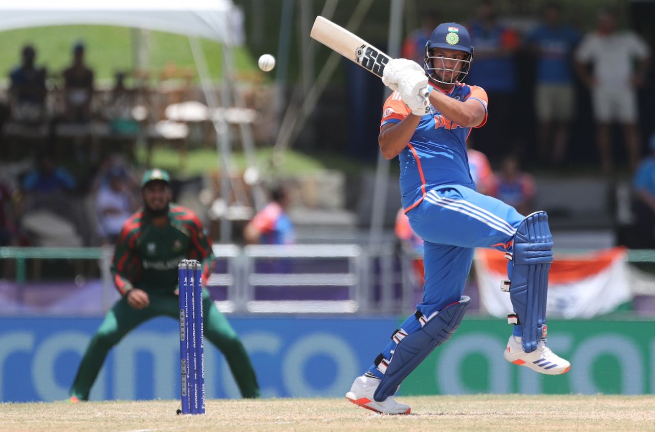 Shivam Dube pulls, Bangladesh vs India, Super Eight, T20 World Cup, Antigua, June 22, 2024