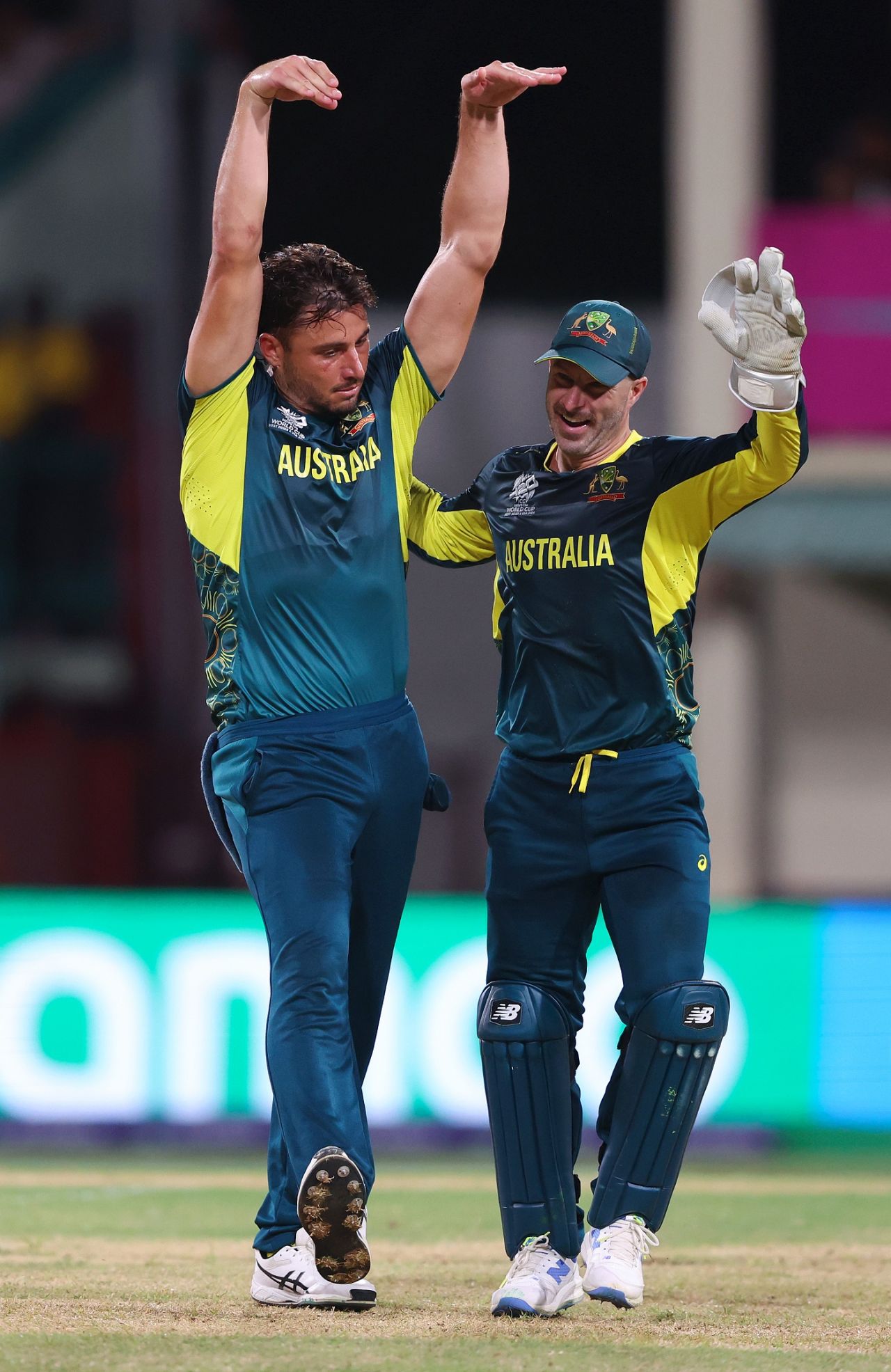 Marcus Stoinis with an unusual celebration after dismissing Rahmanullah Gurbaz, Afghanistan vs Australia, T20 World Cup 2024, Super Eight, Group 1, Kingstown, June 22, 2024