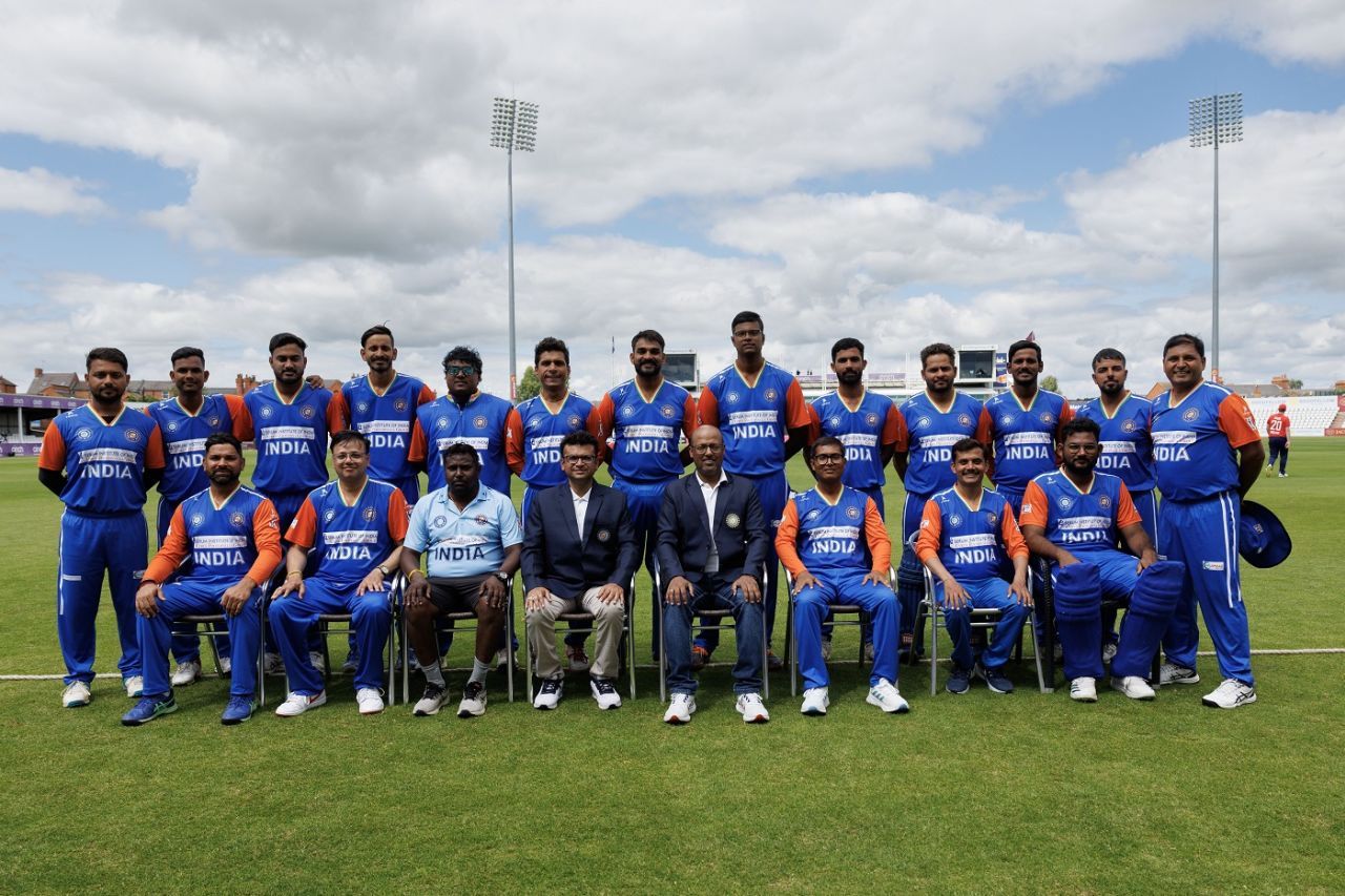 The India Deaf team poses ahead of play, England Deaf vs India Deaf, 4th T20I, Northampton, June 23, 2024
