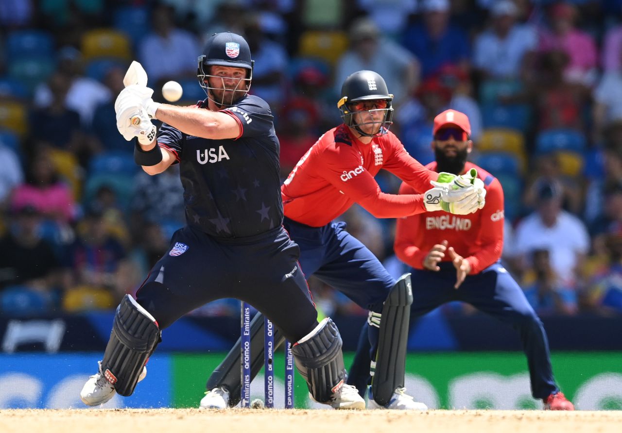 Corey Anderson powers one away, England vs USA, T20 World Cup 2024, Super Eight, Bridgetown, Barbados, June 23, 2024
