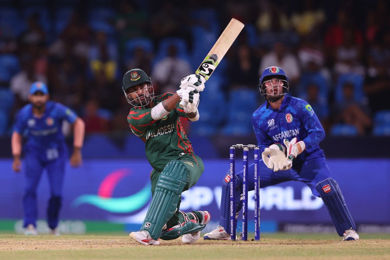 Litton Das ensured Bangladesh never slowed down in the chase, Afghanistan vs Bangladesh, Super Eight, Men's T20 World Cup 2024, Kingstown, June 24, 2024