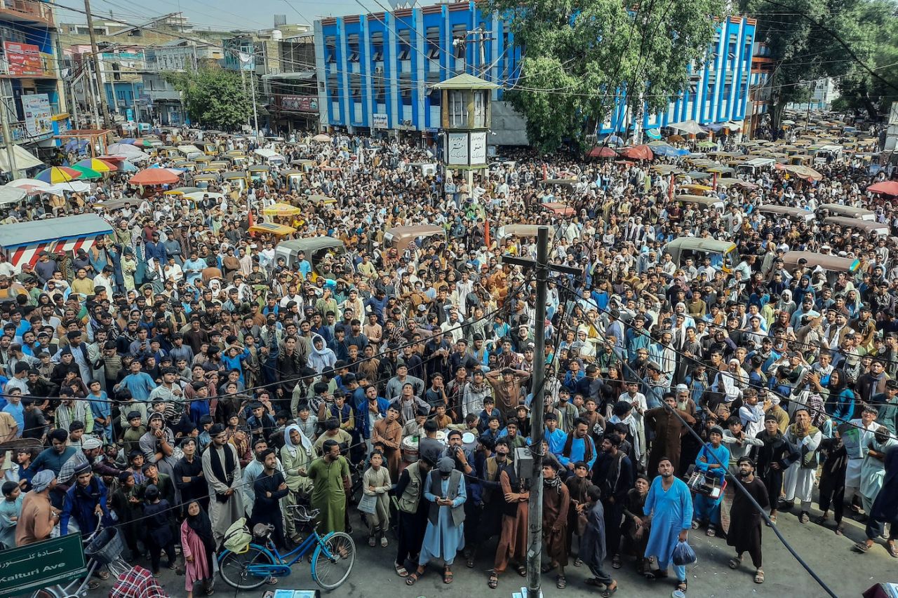 Afghanistan fans gather in Jalalabad to watch the must-win Super Eight match against Bangladesh, June 25, 2024