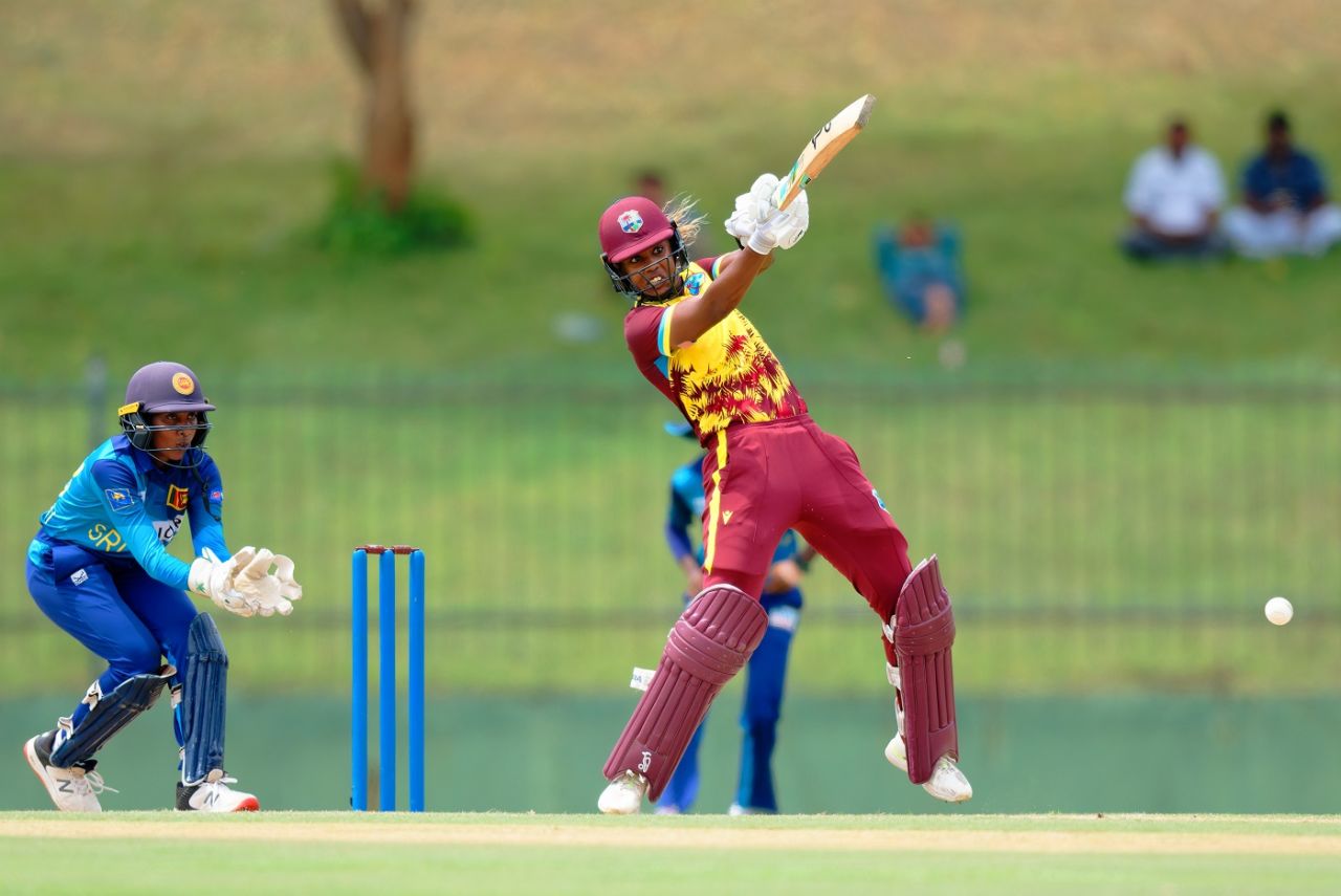Hayley Matthews hits one off the back foot, Sri Lanka vs West Indies, 2nd women's T20I, Hambantota, June 26, 2024