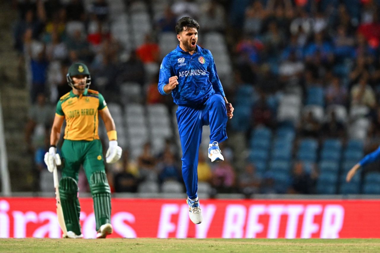 Fazalhaq Farooqi struck in the powerplay yet again, Afghanistan vs South Africa, 1st semi-final, Tarouba, T20 World Cup, June 26, 2024