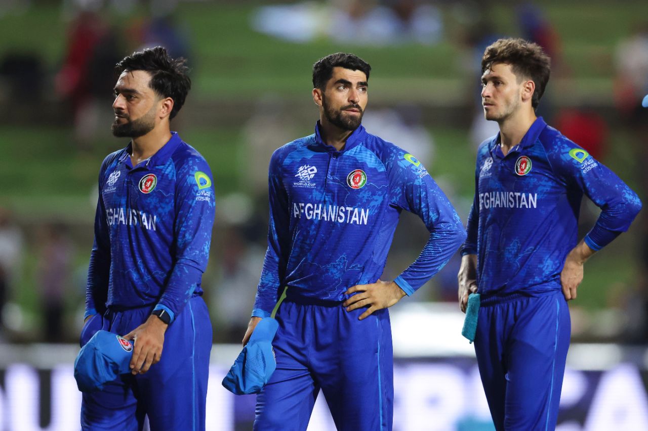 Afghanistan walk off after a heavy defeat in the T20 World Cup semi-final, Afghanistan vs South Africa, 1st semi-final, Tarouba, T20 World Cup, June 26, 2024