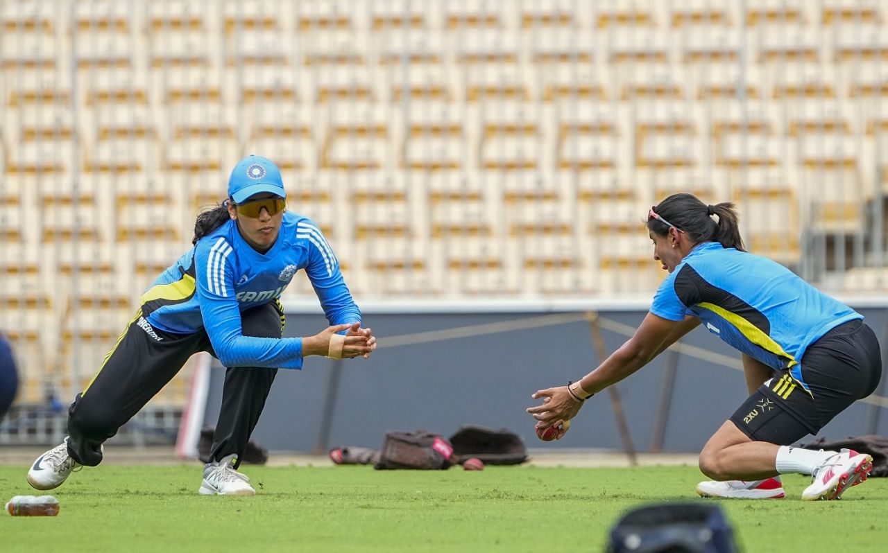 Smriti Mandhana and Harmanpreet undertake close-catching drills, Chennai, June 26, 2024