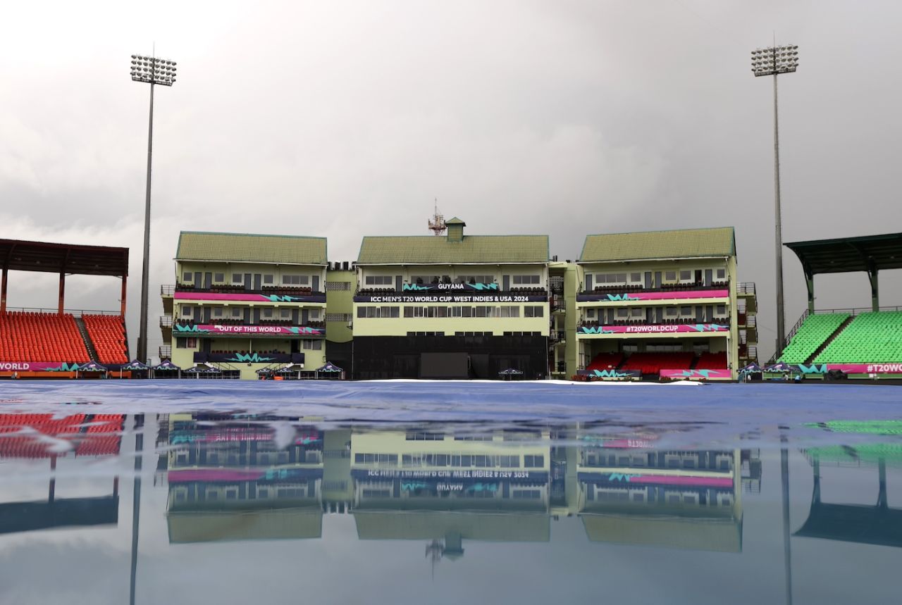 A wet morning in Providence ahead of the second semi-final, England vs India, T20 World Cup semi-final, Providence, Guyana, June 27, 2024