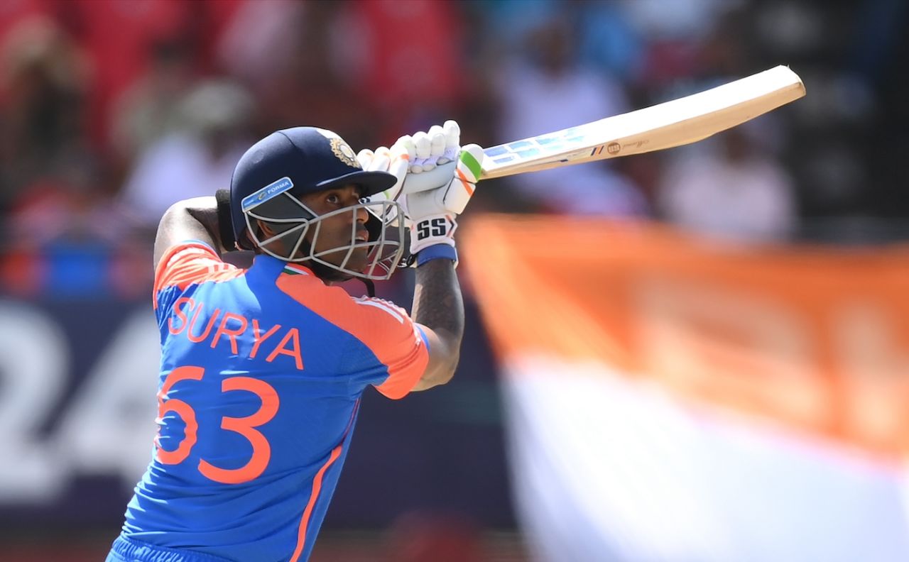 Suryakumar Yadav scored at a fast clip, England vs India, T20 World Cup semi-final, Providence, Guyana, June 27, 2024