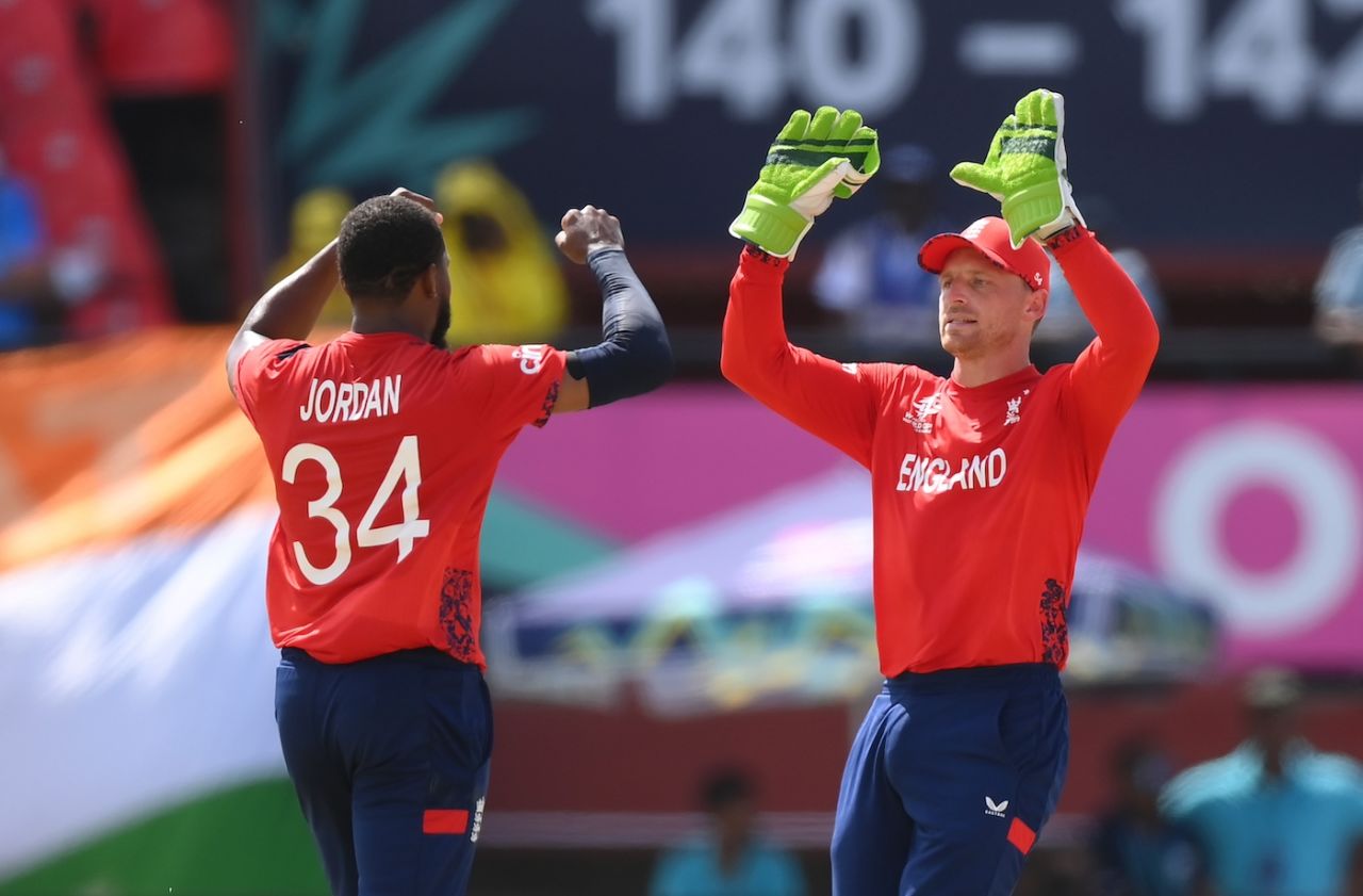 Chris Jordan struck off back-to-back deliveries in the 18th over, England vs India, T20 World Cup semi-final, Providence, Guyana, June 27, 2024