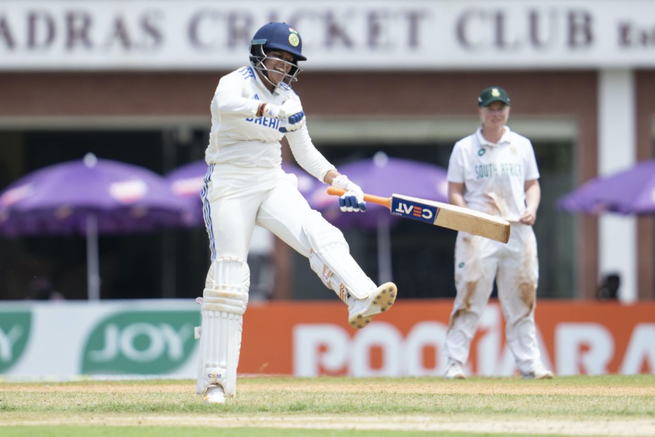 Shafali Verma Celebrates Her Maiden Test Double century ESPNcricinfo shafali-verma-celebrates-her-maiden-test-double-century-espncricinfo