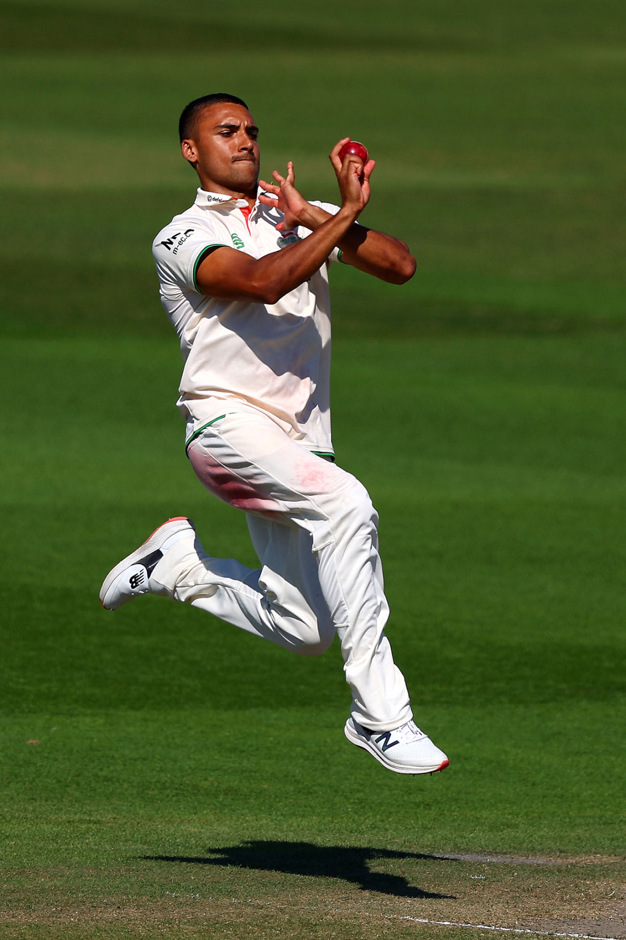 Ben Mike leaps into his delivery stride, LV= Insurance County Championship, Division Two, Sussex vs Leicestershire, Hove, July 14, 2022