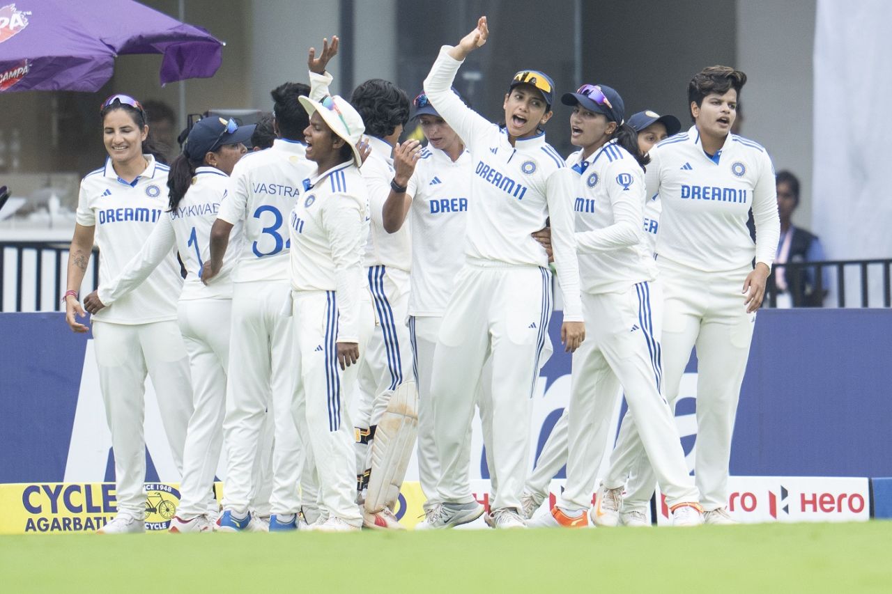 India's players went into the final day, eyeing an innings win, India vs South Africa, Only women's Test, 4th day, Chennai, July 1, 2024