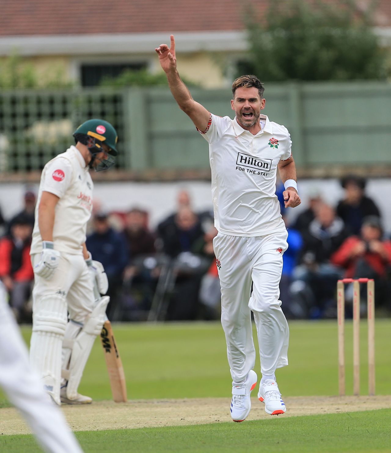 James Anderson celebrates a wicket, Lancashire vs Nottinghamshire, County Championship, Division One, July 2, 2024