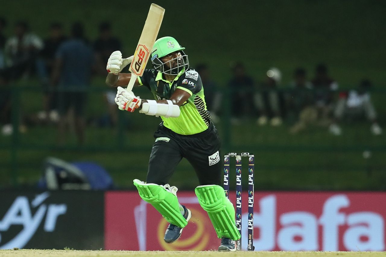 Isuru Udana's half century brought life to the Galle Marvels innings, Colombo Strikers vs Galle Marvels, Lanka Premier League 2024, Pallekele, July 3, 2024
