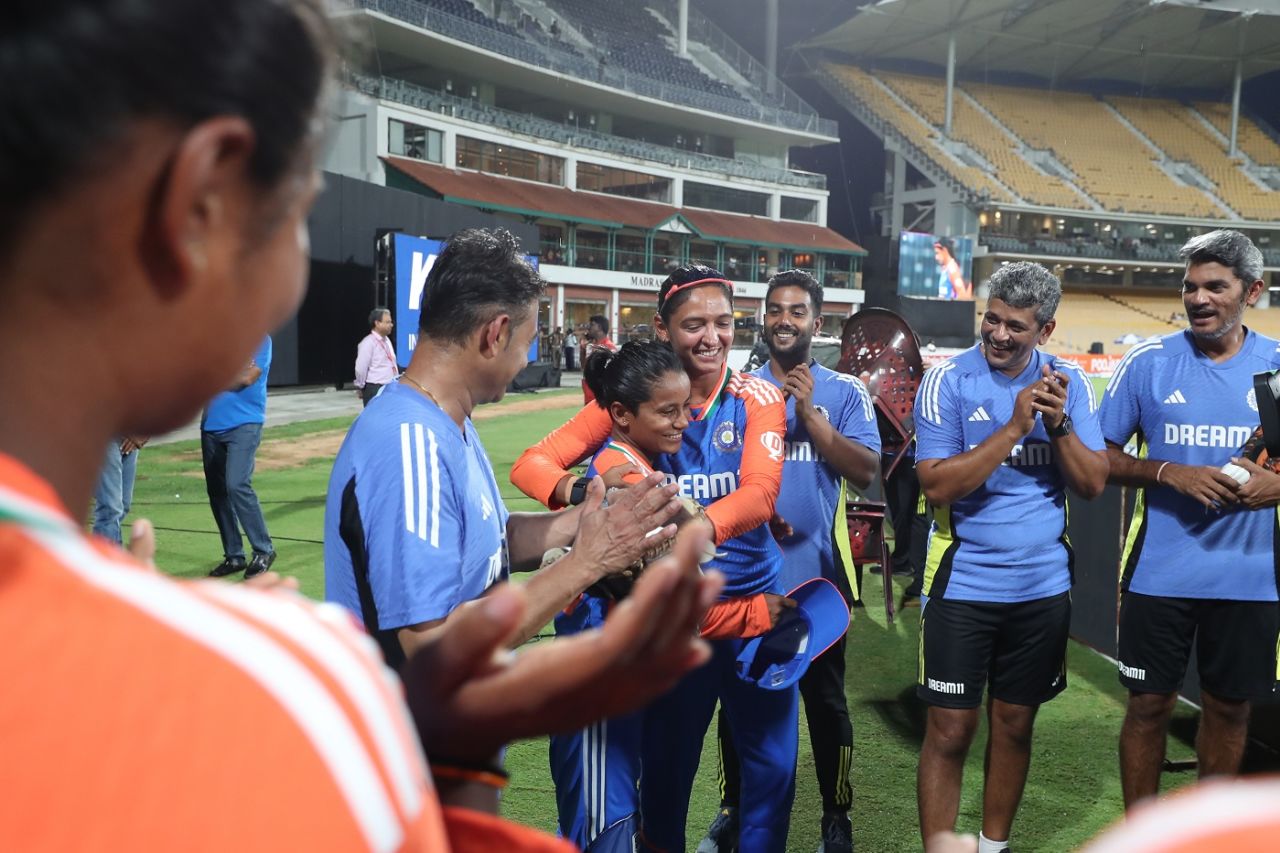 Uma Chetry receives her maiden India cap, India vs South Africa, 2nd women's T20I, Chennai, July 7, 2024