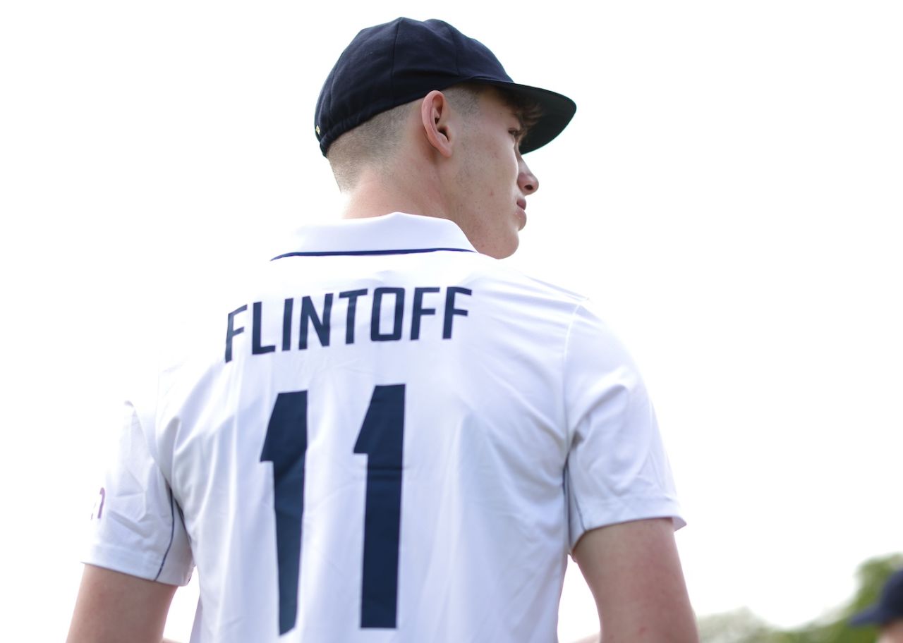 Rocky Flintoff keeps a watch on proceedings, England Under-19 vs Sri Lanka Under-19, 1st unofficial Test, 1st day, Wormsley, July 8, 2024