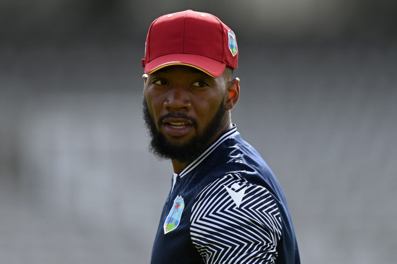 Mikyle Louis at West Indies' training session ahead of the first Test against England
