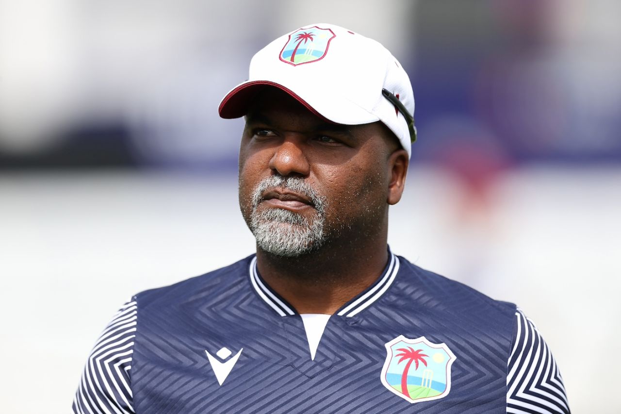 West Indies Test coach Andre Coley at a training session ahead of the first Test against England, Lord's, July 8, 2024