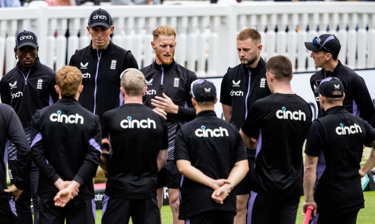 Ben Stokes addresses his team-mates ahead of the first Test of the summer, England vs West Indies, 1st Test, Lord's, 1st day, July 10, 2024