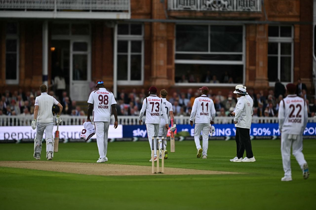 The players had to go off for approximately 15 minutes for bad light, England vs West Indies, 1st Test, Lord's, 1st day, July 10, 2024
