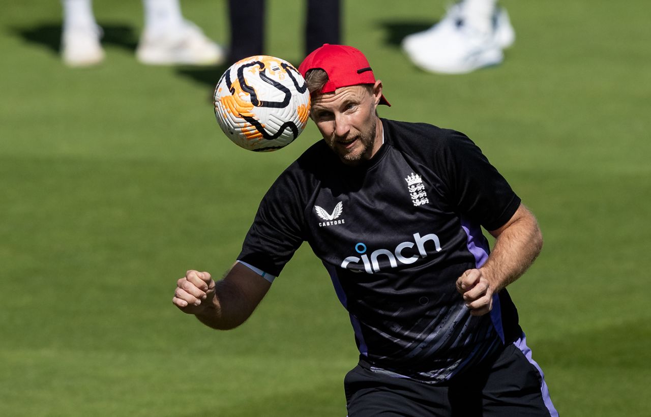 Joe Root heads a football in the warm-up, England vs West Indies, 1st Men's Test, Lord's, 2nd day, July 11, 2024