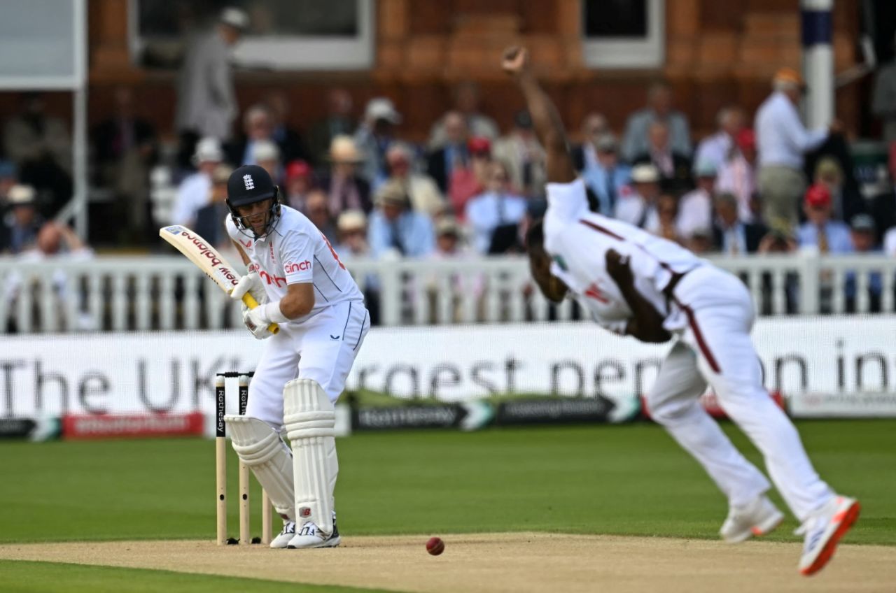 Shamar Joseph hurtles in to Joe Root, England vs West Indies, 1st Men's Test, Lord's, 2nd day, July 11, 2024