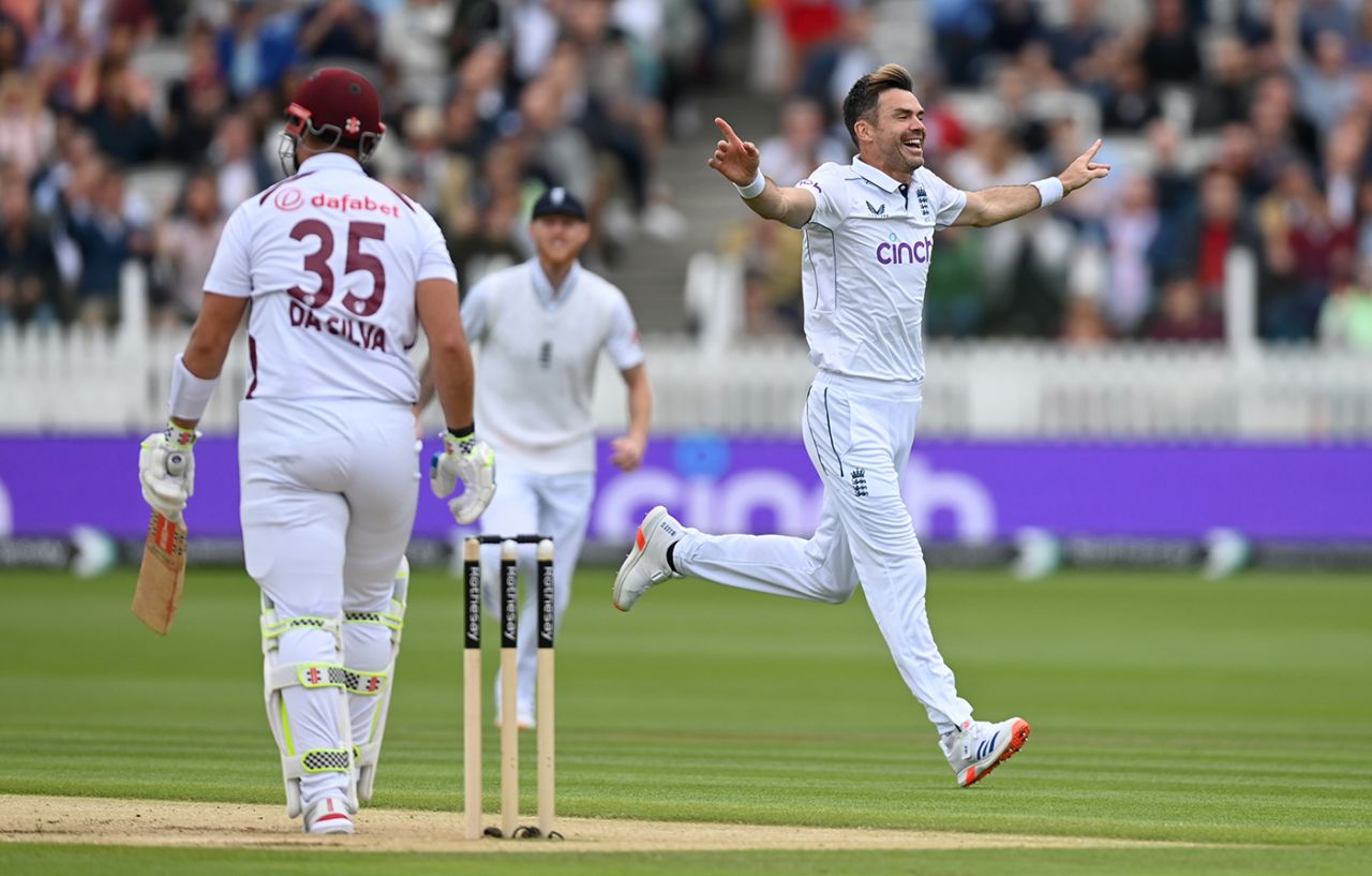 James Anderson dismissed Joshua da Silva for his 704th Test wicket, England vs West Indies, 1st Men's Test, Lord's, 3rd day, July 12, 2024
