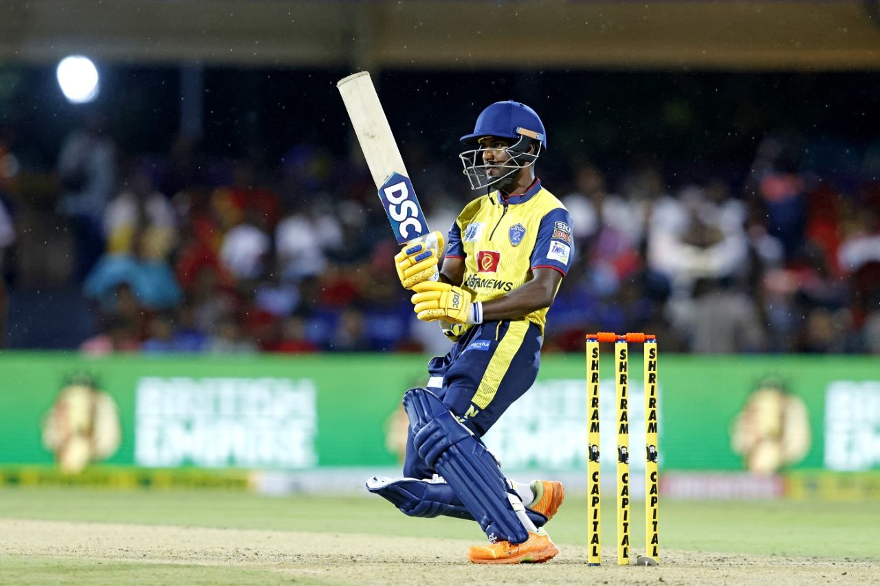 G Ajitesh swivels into a pull, Lyca Kovai Kings vs Nellai Royal Kings, TNPL 2024, Coimbatore, July 13, 2024