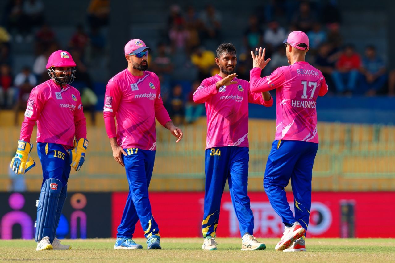 Dushan Hemantha finished with 2 for 19, Dambulla Sixers vs Galle Marvels, LPL 2024, Colombo, July 14, 2024
