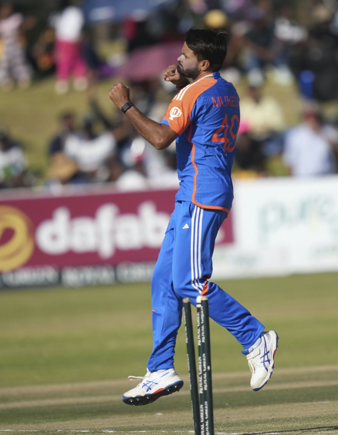 Mukesh Kumar finished with a career-best 4 for 22, Zimbabwe vs India, 5th Men's T20I, Harare, July 14, 2024