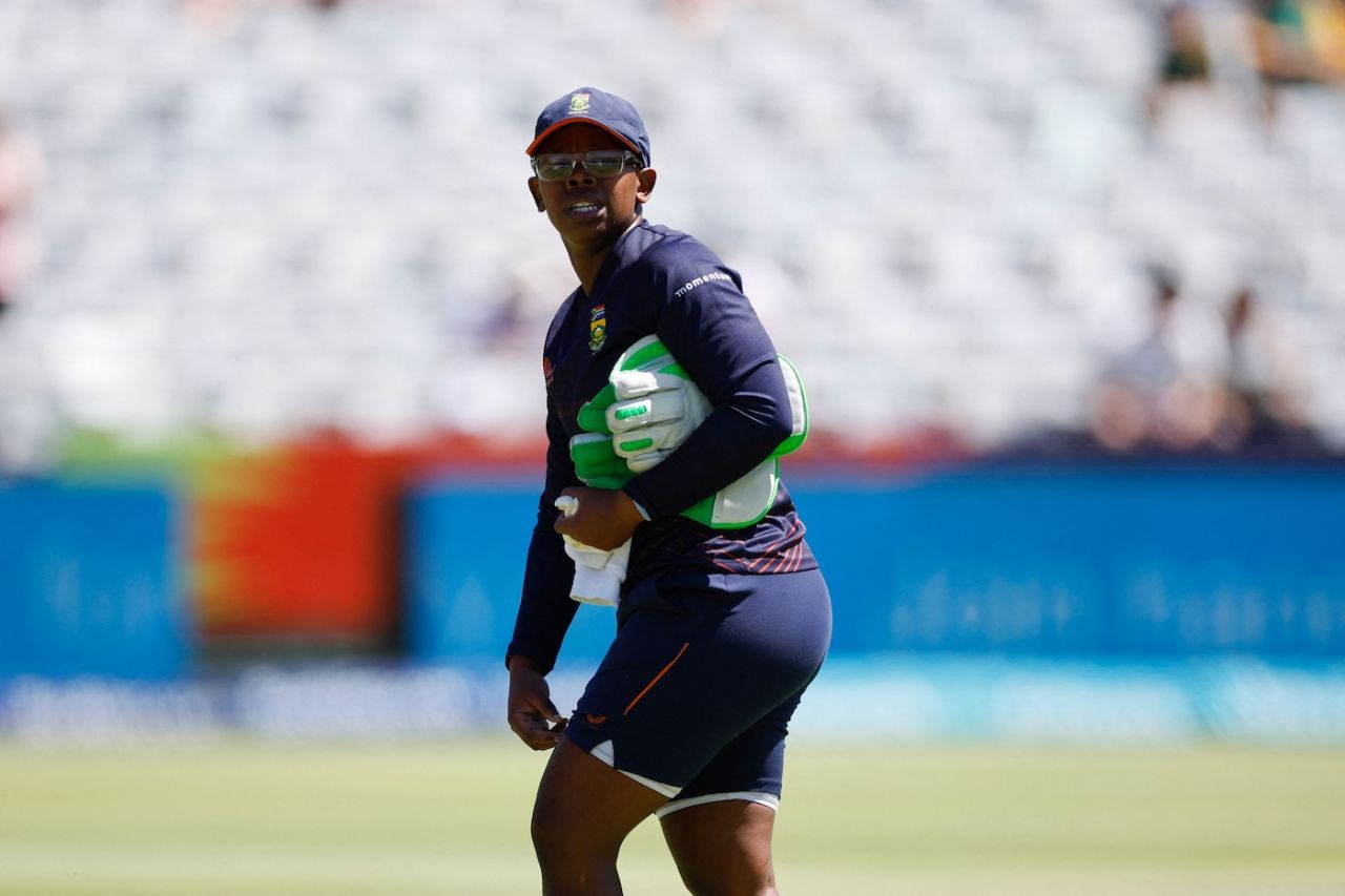 Sinalo Jafta at training ahead of the match, South Africa vs Australia, Women's T20 World Cup, Final, Cape Town, February 26, 2023