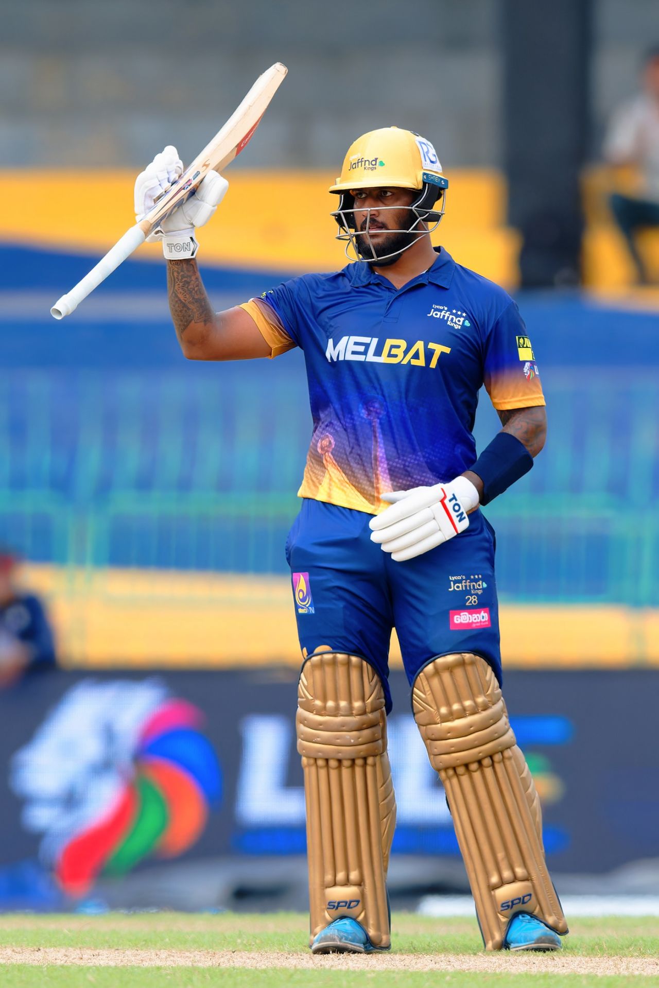Avishka Fernando celebrates his half-century, Galle Marvels vs Jaffna Kings, Qualifier 1, Lanka Premier League, Colombo, July 18, 2024