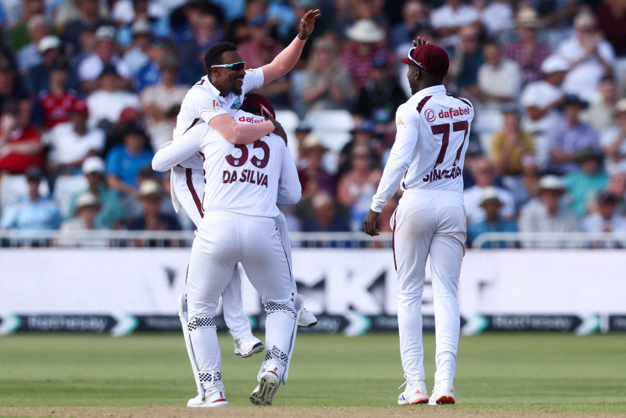 Kavem Hodge bagged Ben Stokes for his first Test wicket, England vs West Indies, 2nd Men's Test, Trent Bridge, 1st day, July 18, 2024