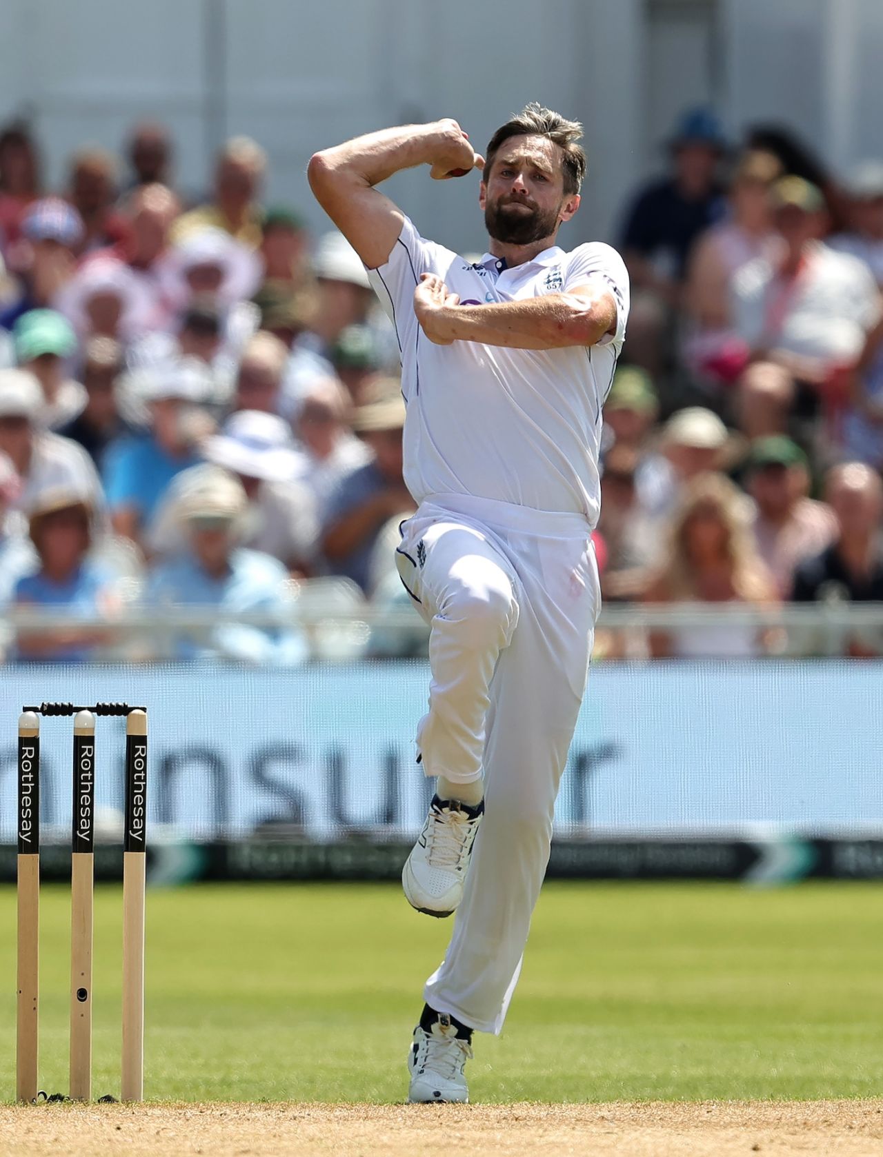 Chris Woakes gets into his delivery stride, England vs West Indies, 2nd Test, Nottingham, 2nd day, July 19, 2024