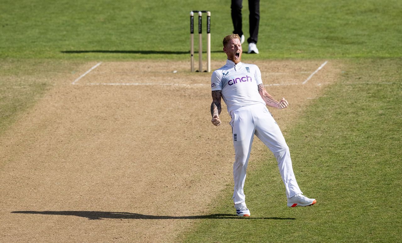 Ben Stokes celebrates the wicket of Alick Athanaze, England vs West Indies, 2nd Test, Nottingham, 2nd day, July 19, 2024