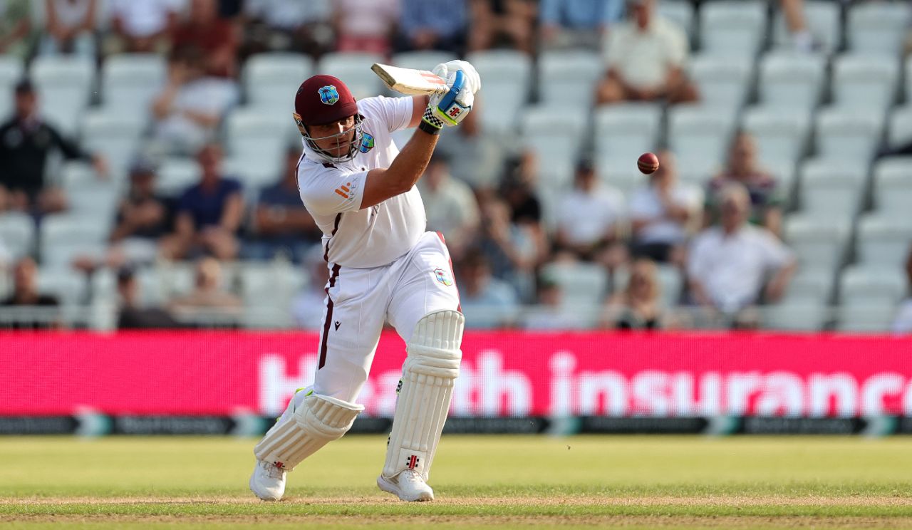 Joshua Da Silva drives down the ground, England vs West Indies, 2nd Men's Test, Nottingham, 2nd day, July 19, 2024