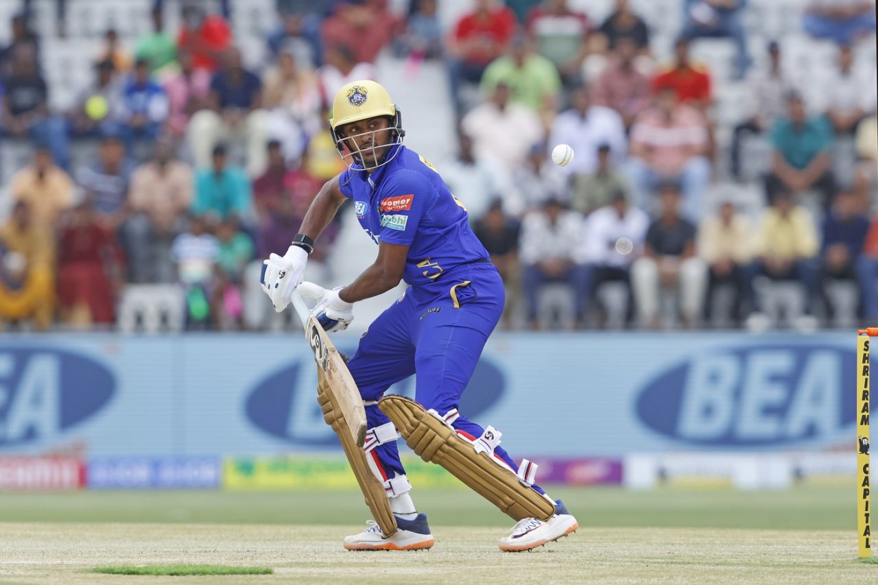 B Sai Sudharsan dabs the ball away, Dindigul Dragons vs Lyca Kovai Kings, TNPL 2024, Tirunelveli, July 21, 2024