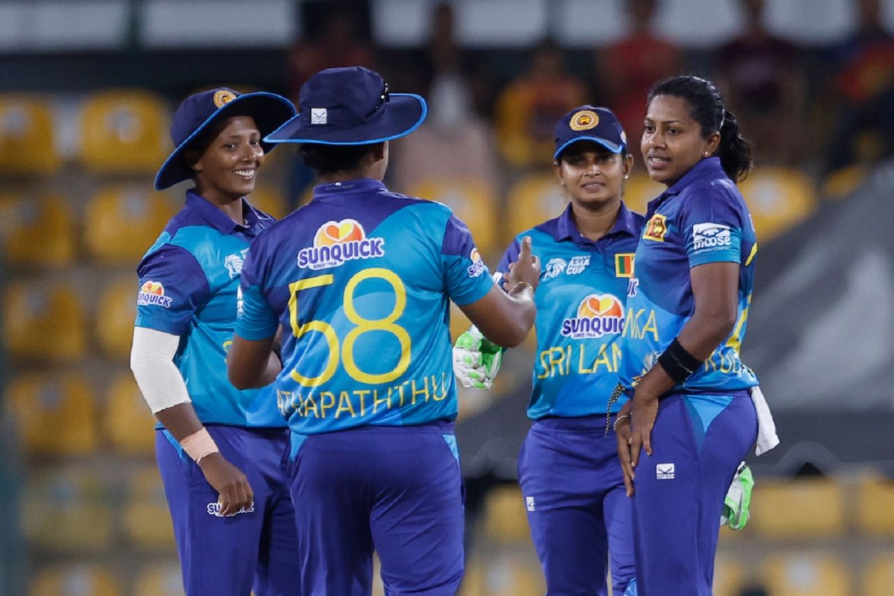 Achini Kulasuriya got Nattaya Boochatham off the first ball of the match, Sri Lanka vs Thailand, Women's Asia Cup, Dambulla, July 24, 2024