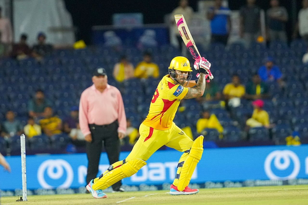Faf du Plessis continued his red hot form with a 72-run knock, MI New York vs Texas Super Kings, Eliminator, Major League Cricket, Dallas, July 24, 2024