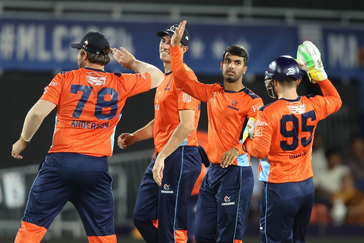 Hassan Khan struck twice in consecutive overs, San Francisco Unicorns vs Washington Freedom, Qualifier, Major League Cricket, Dallas, July 25, 2024